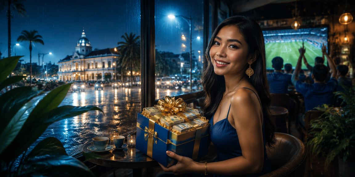 Pengguna di kedai kopi menelusuri kategori casino dari layar ponsel